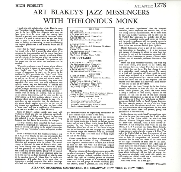 Art Blakey's Jazz Messengers with Thelonious Monk